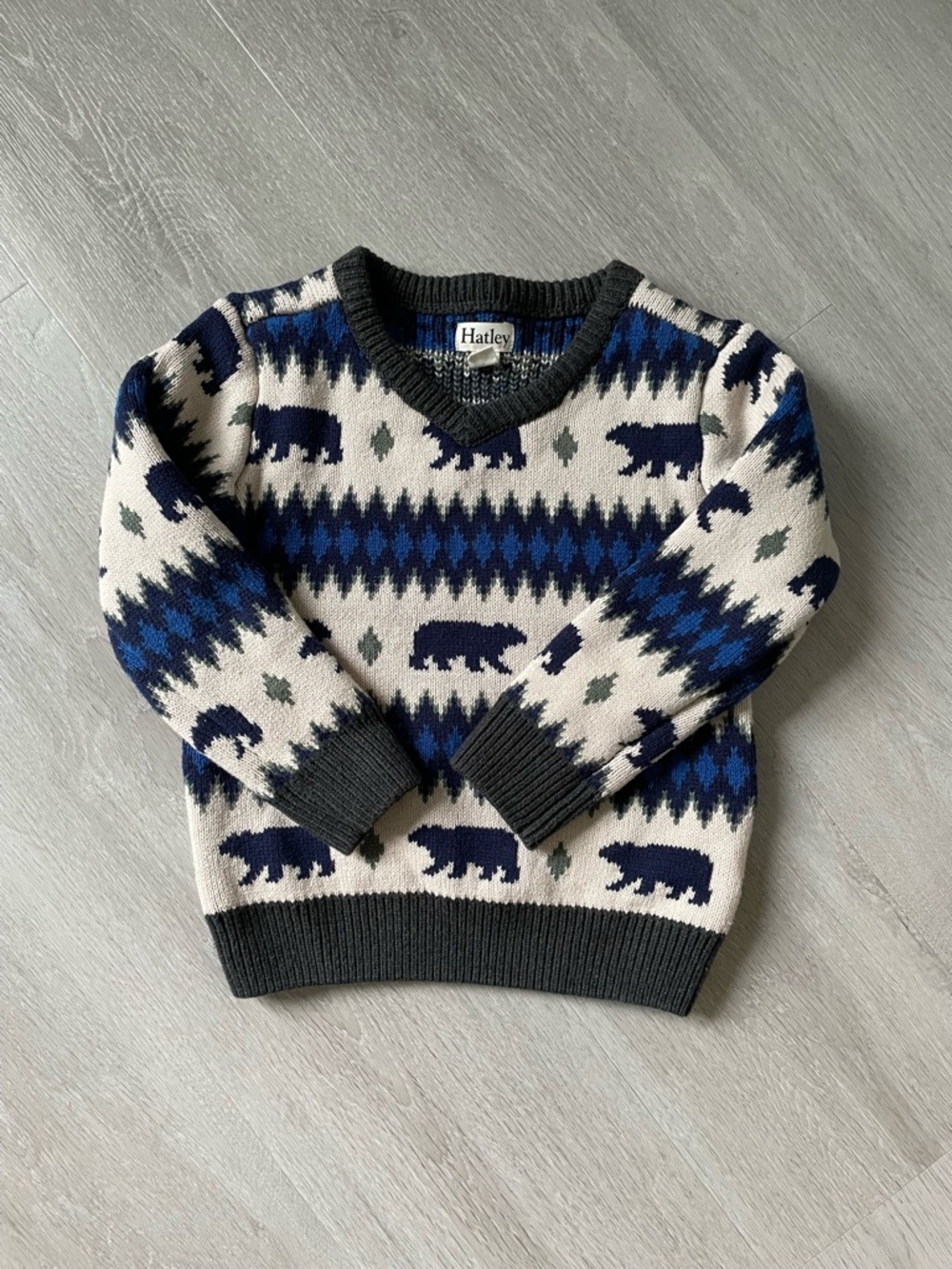 Hatley Kids Fair Isle Knit Sweater in Cream, Navy & Blue